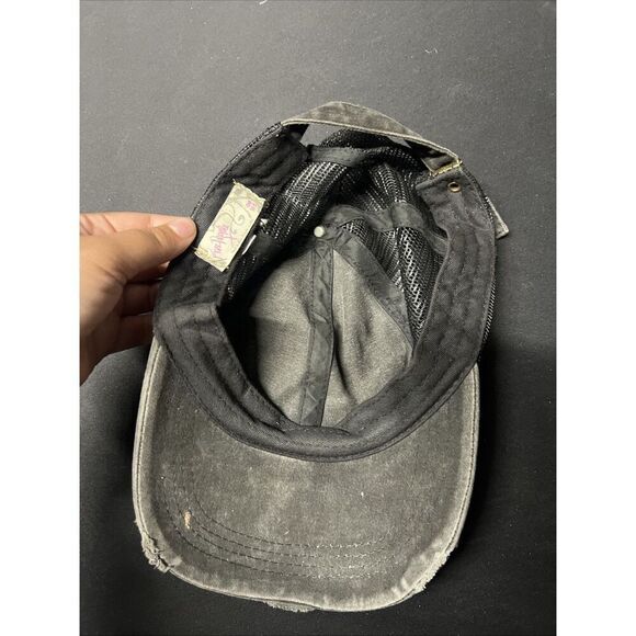 Free People Distressed Black Trucker Hat Adjustable Casual Going Out Comfort - Picture 2 of 3